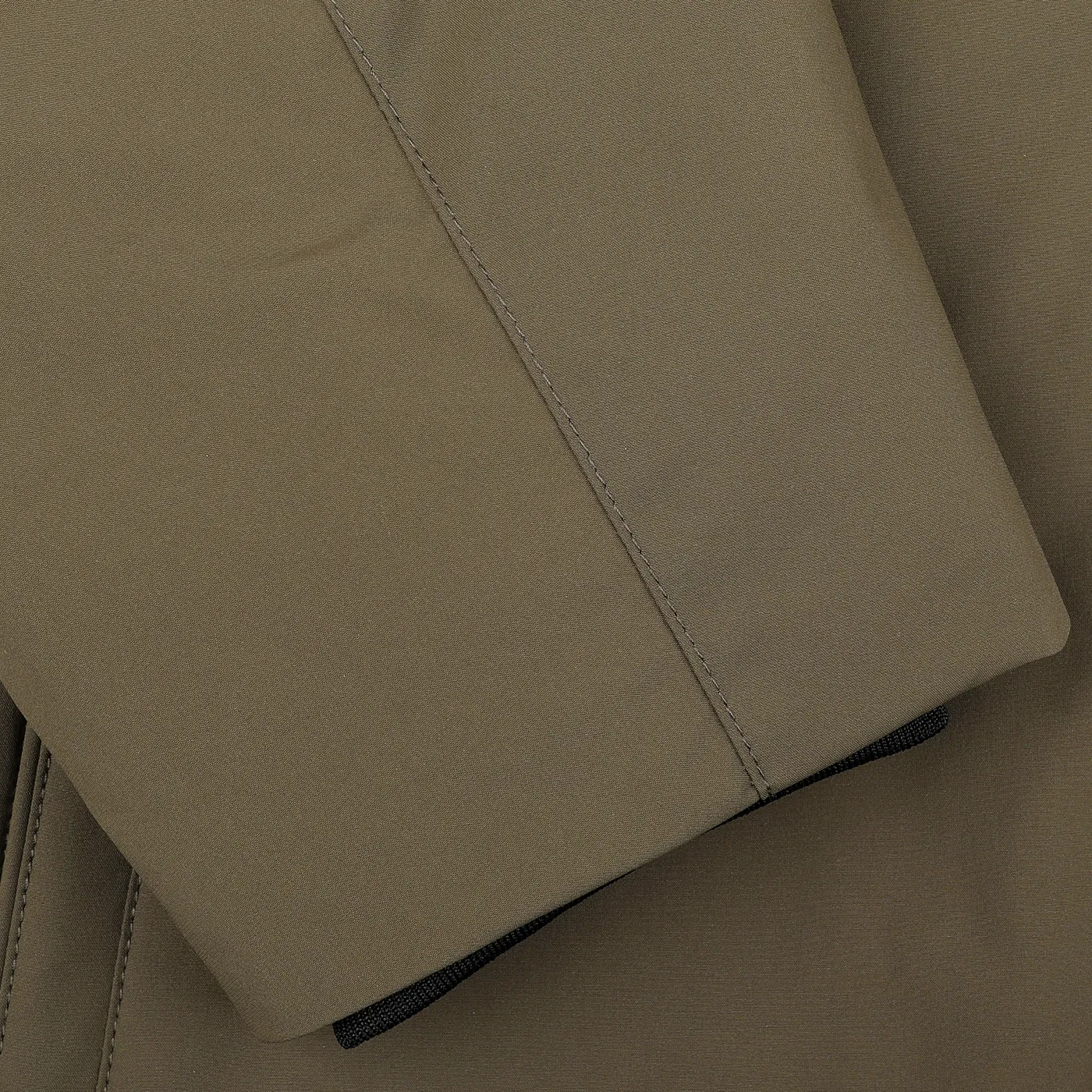 Military Green Stretch Nylon Hood Jacket