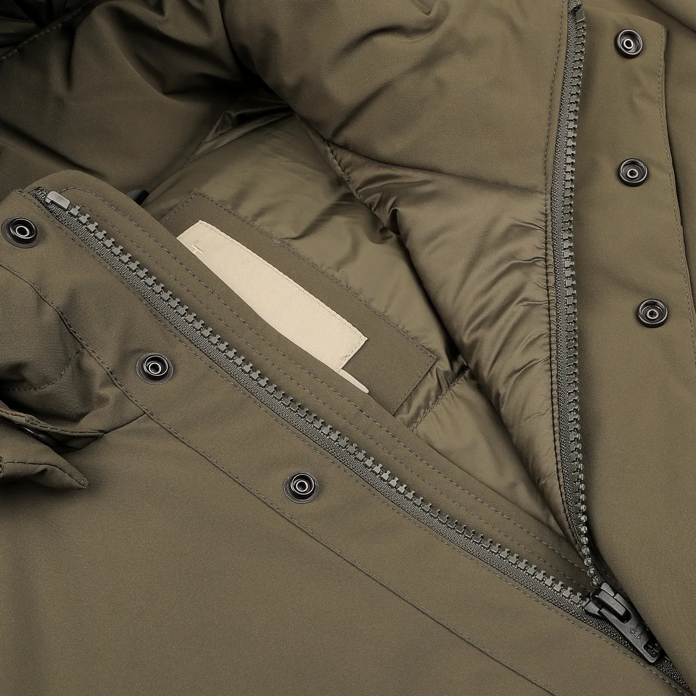 Military Green Stretch Nylon Hood Jacket