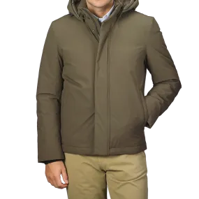 Military Green Stretch Nylon Hood Jacket