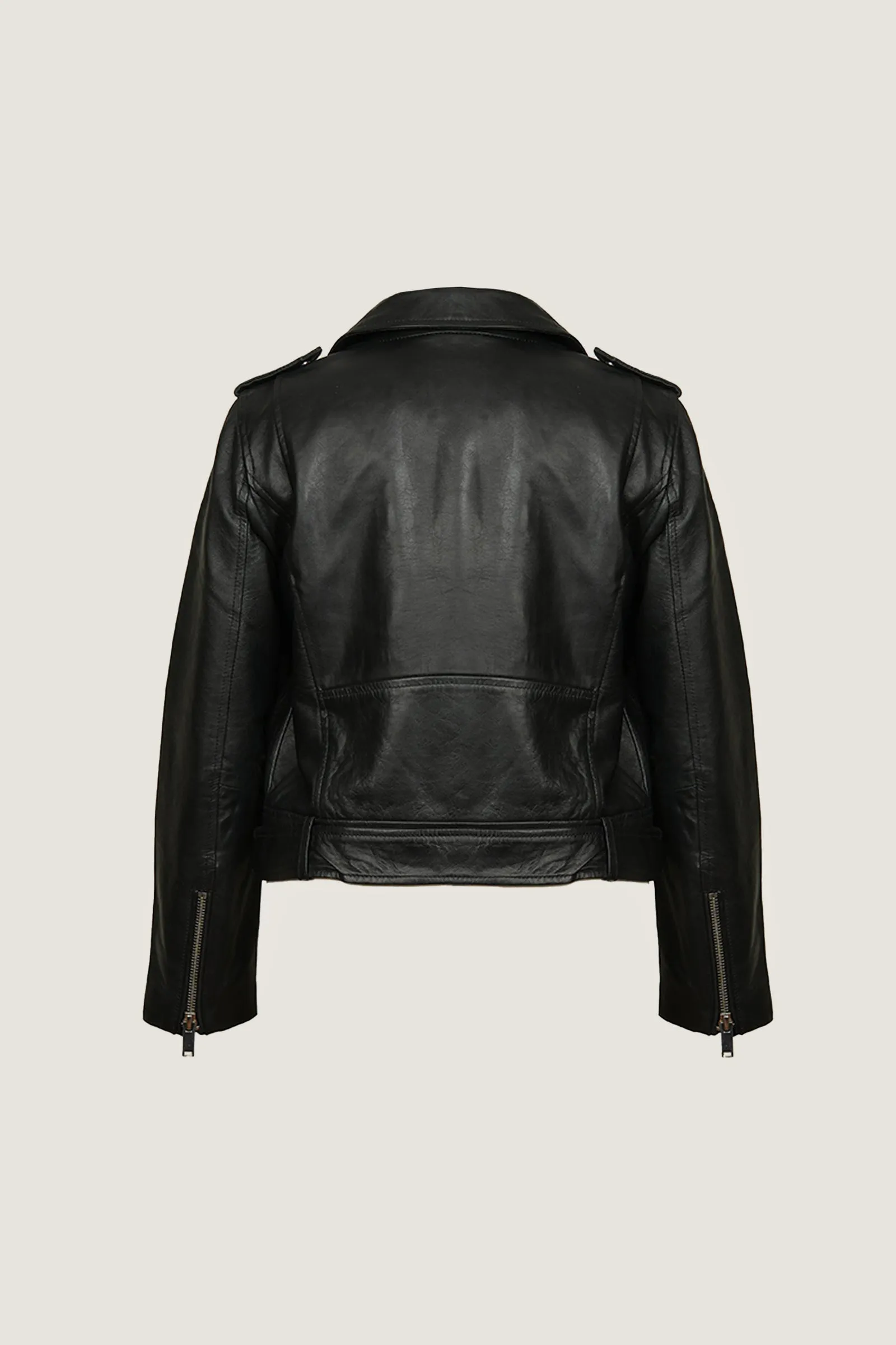 Novado - Women's Minimalist Biker Leather Jacket - Black - 1 Piece