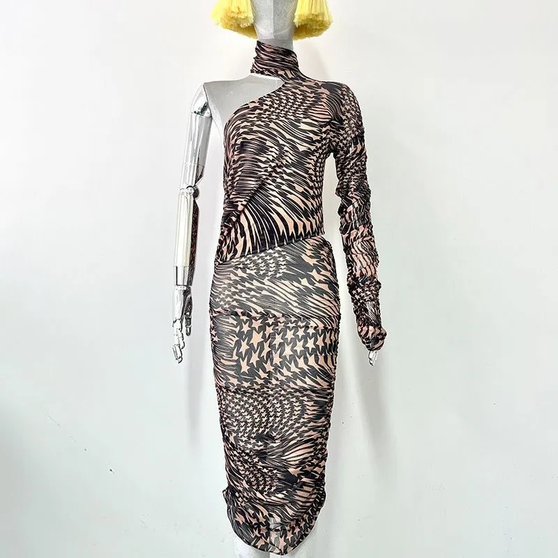 Pre Order:  Asymmetric Star Neck Scarf Dress