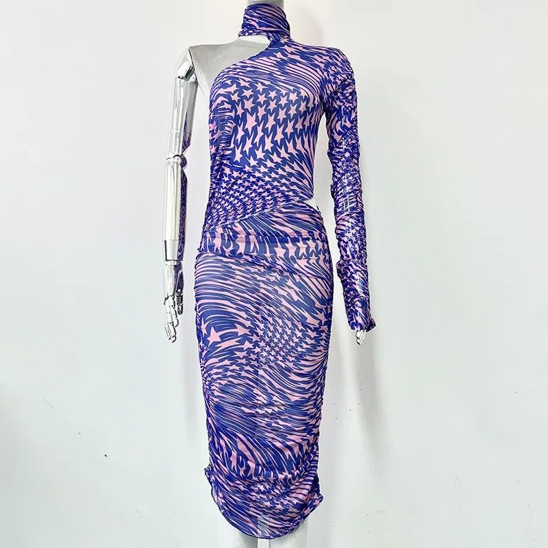 Pre Order:  Asymmetric Star Neck Scarf Dress