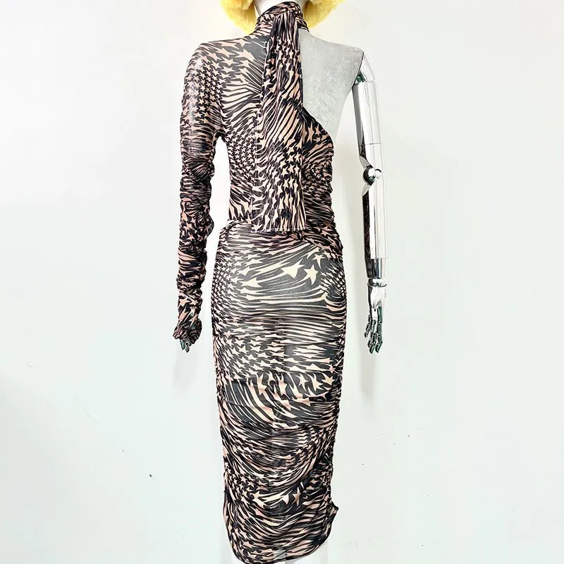 Pre Order:  Asymmetric Star Neck Scarf Dress