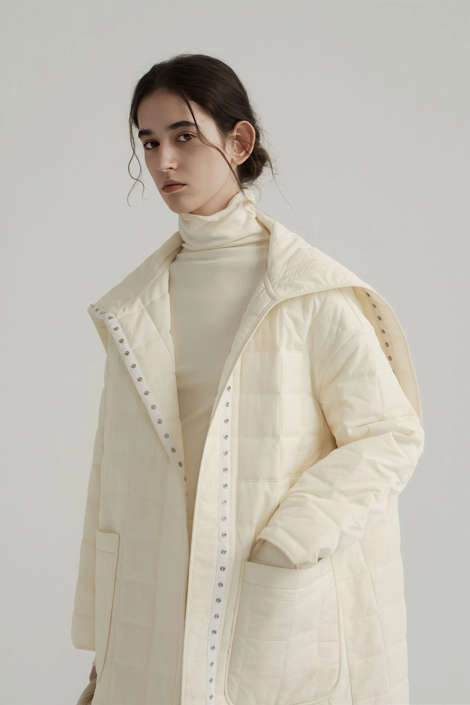 Premium White Hooded Puffer Coat - Women's Thickened Loose Fit Winter Jacket