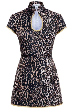 SAMPLE SALE Anna Mae Leopard Satin Mini Dress SIZE US 2-4/ UK 6-8