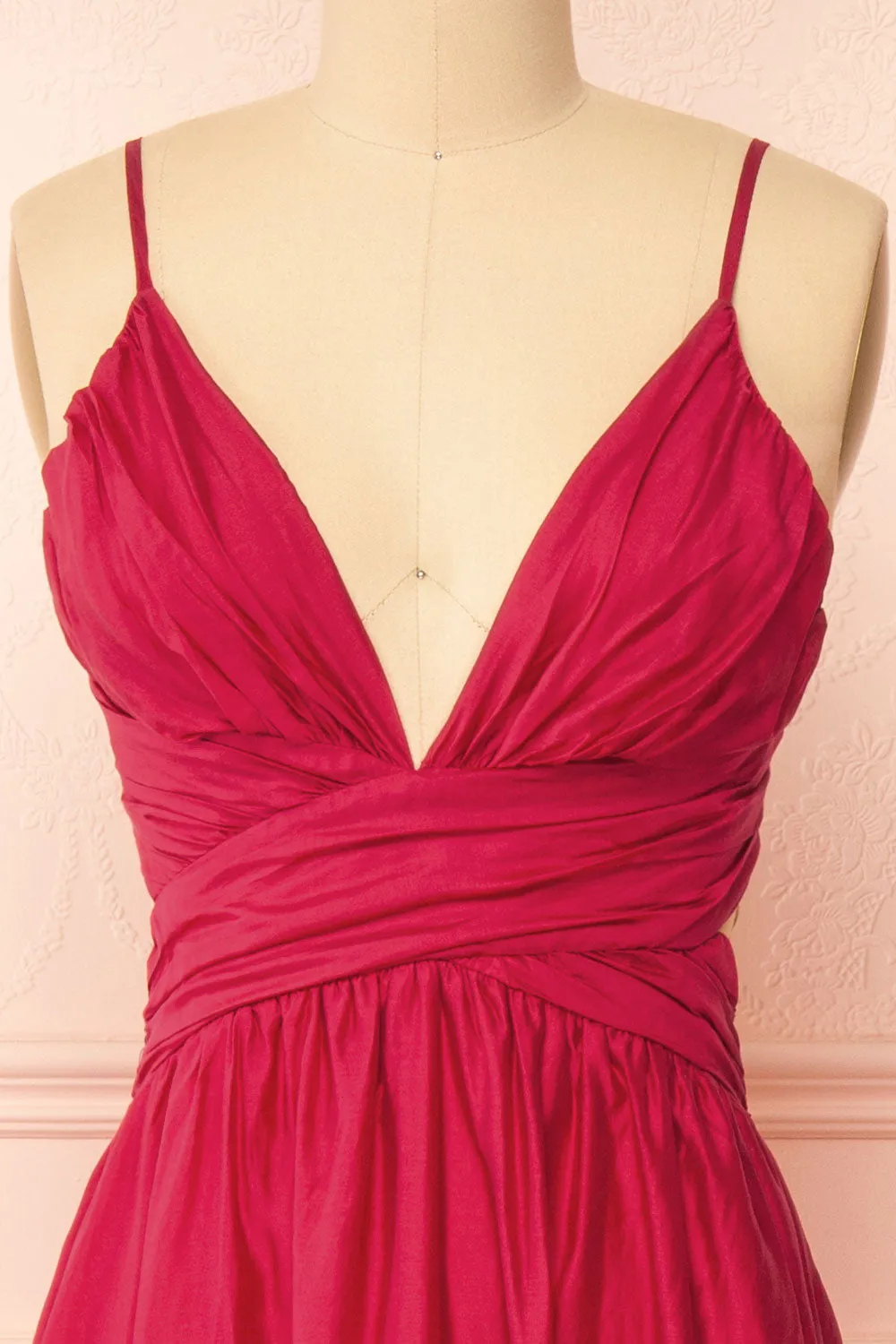 Tallua | Maxi Magenta Dress w/ Plunging Neckline