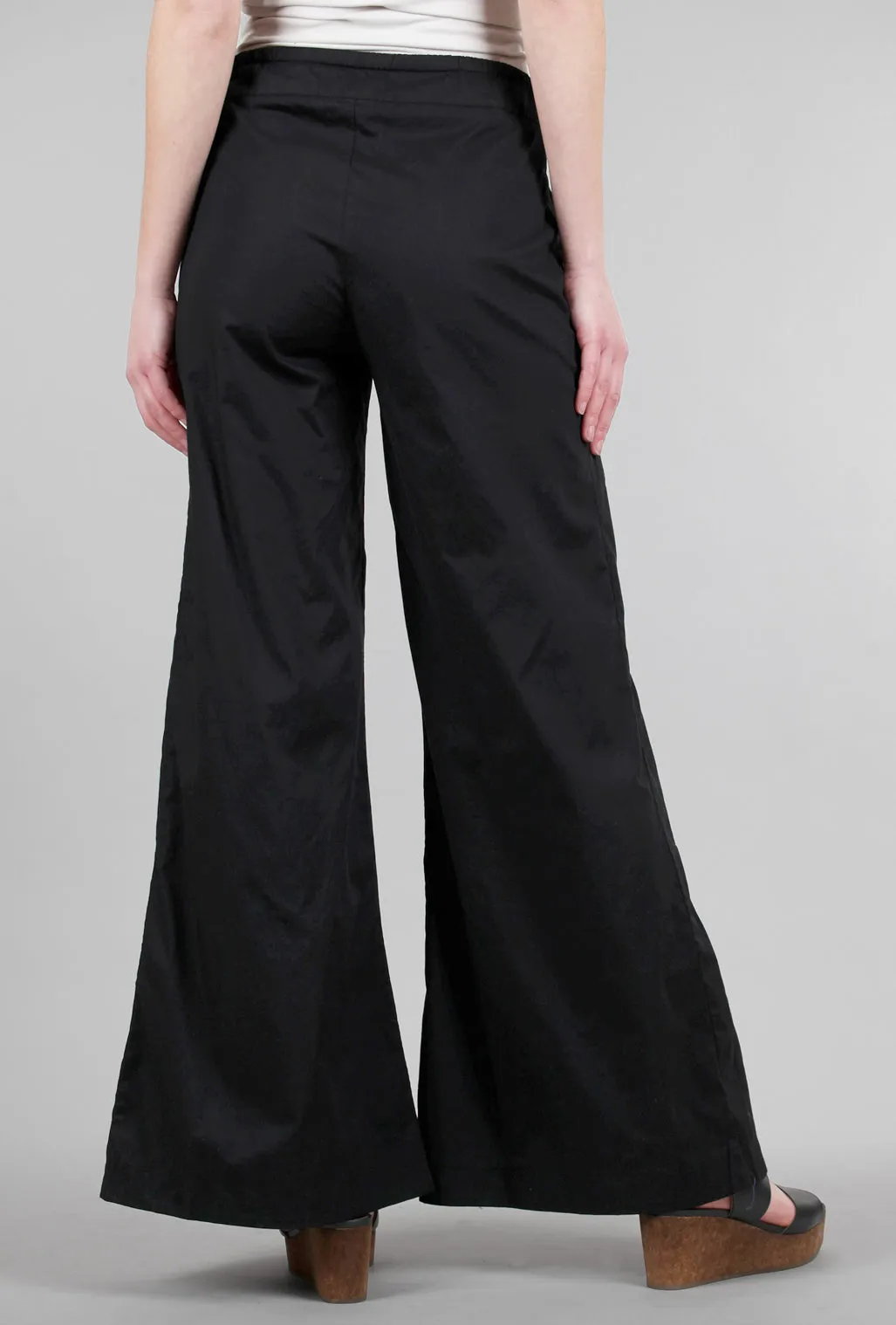 Terraced Wide-Leg Pant, Black
