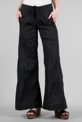 Terraced Wide-Leg Pant, Black