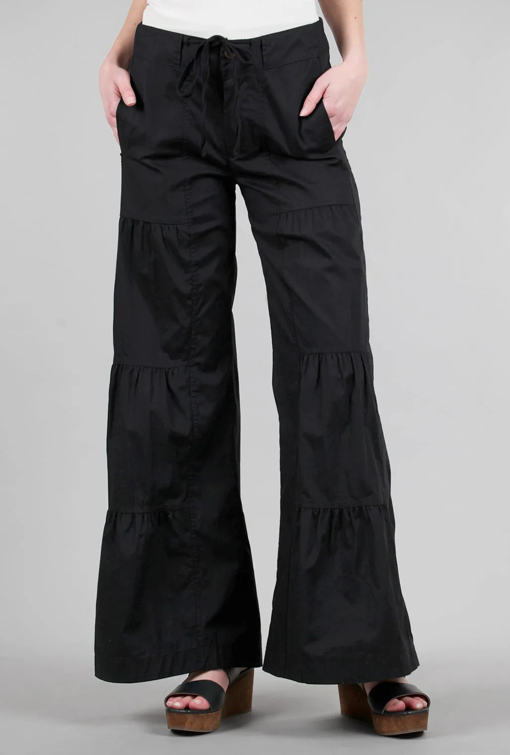 Terraced Wide-Leg Pant, Black