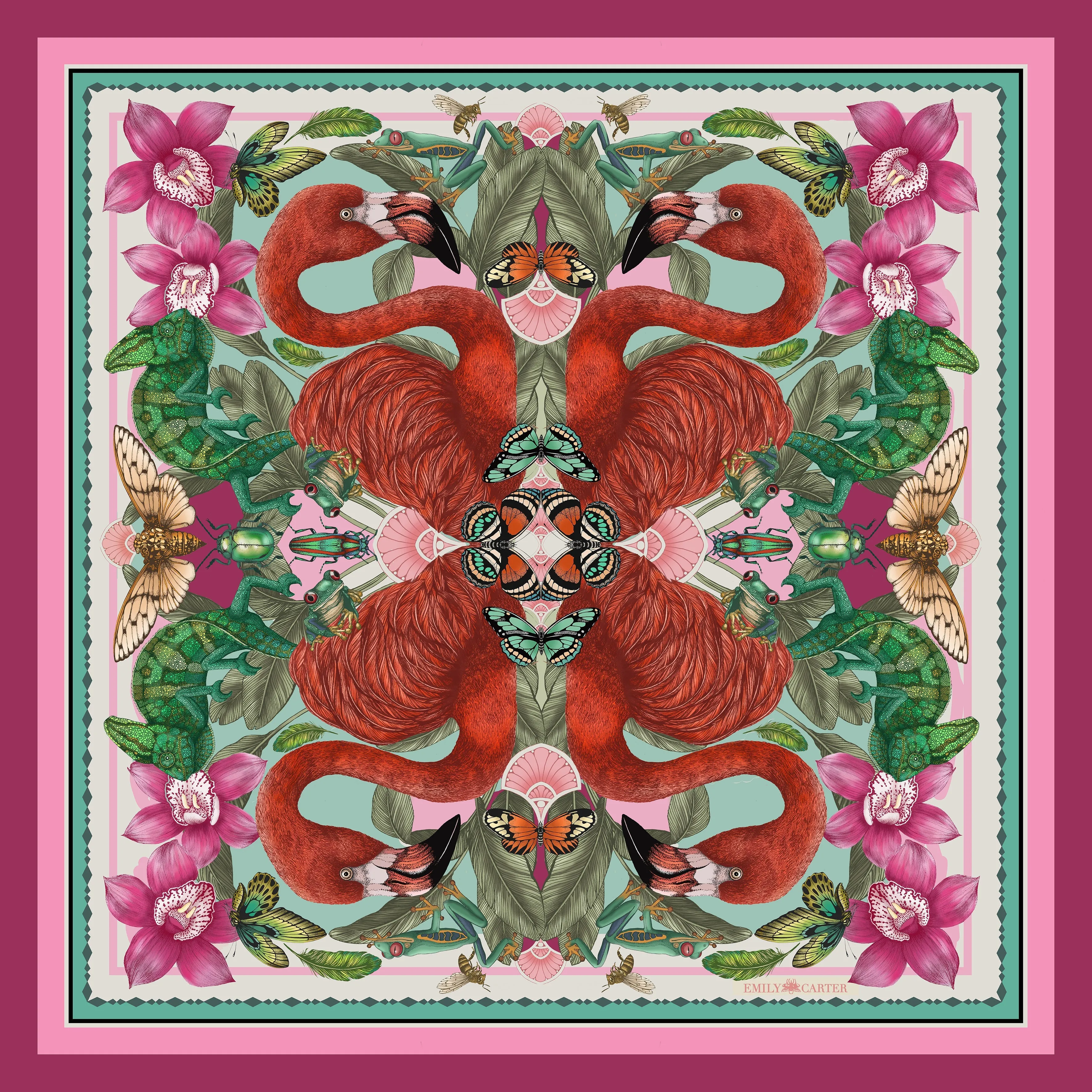 The Flamingo Fiesta Scarf - Magenta | 65x65cm