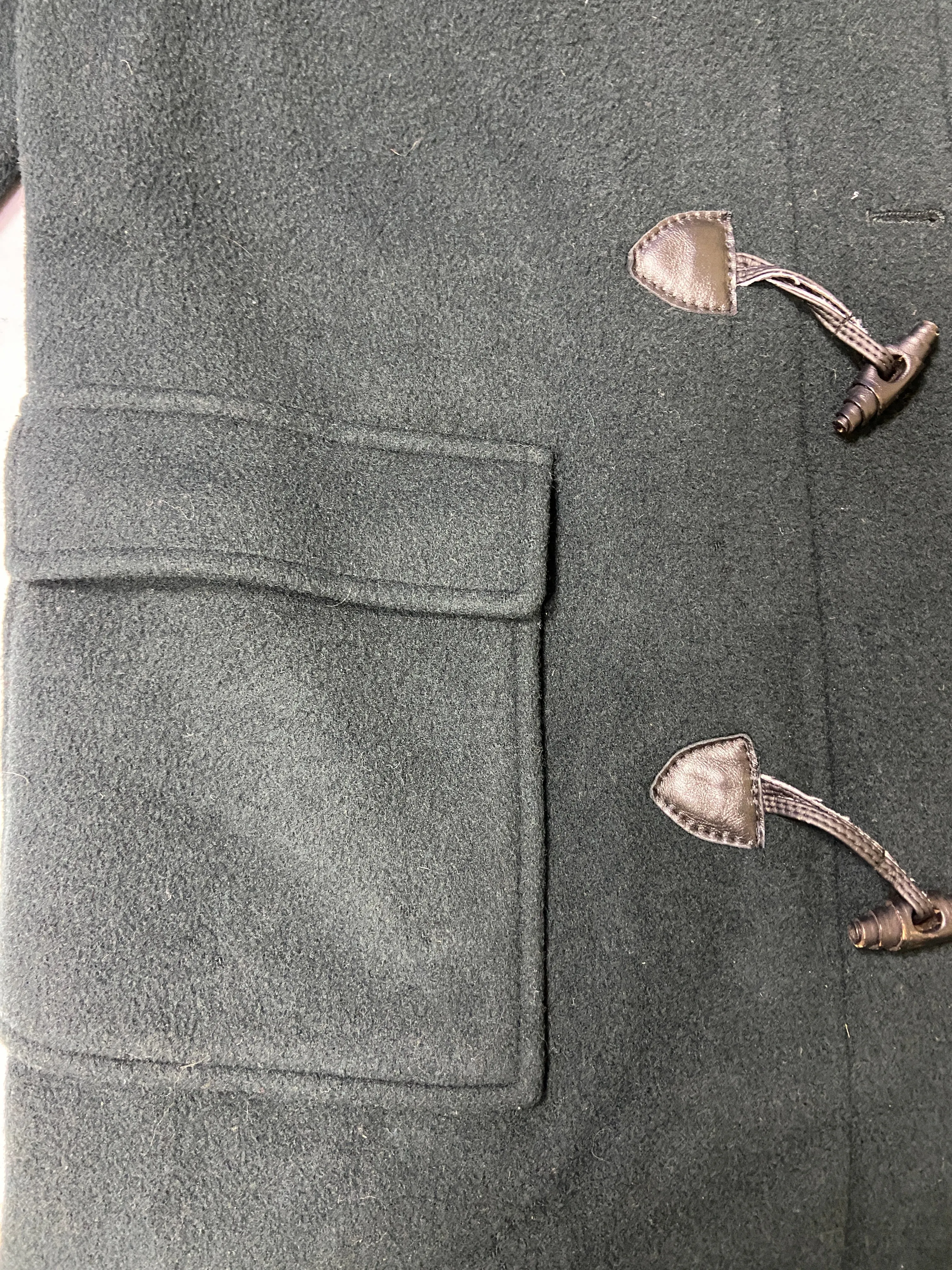 Vintage 80's Men Hooded Wool Duffle Coat in Green
