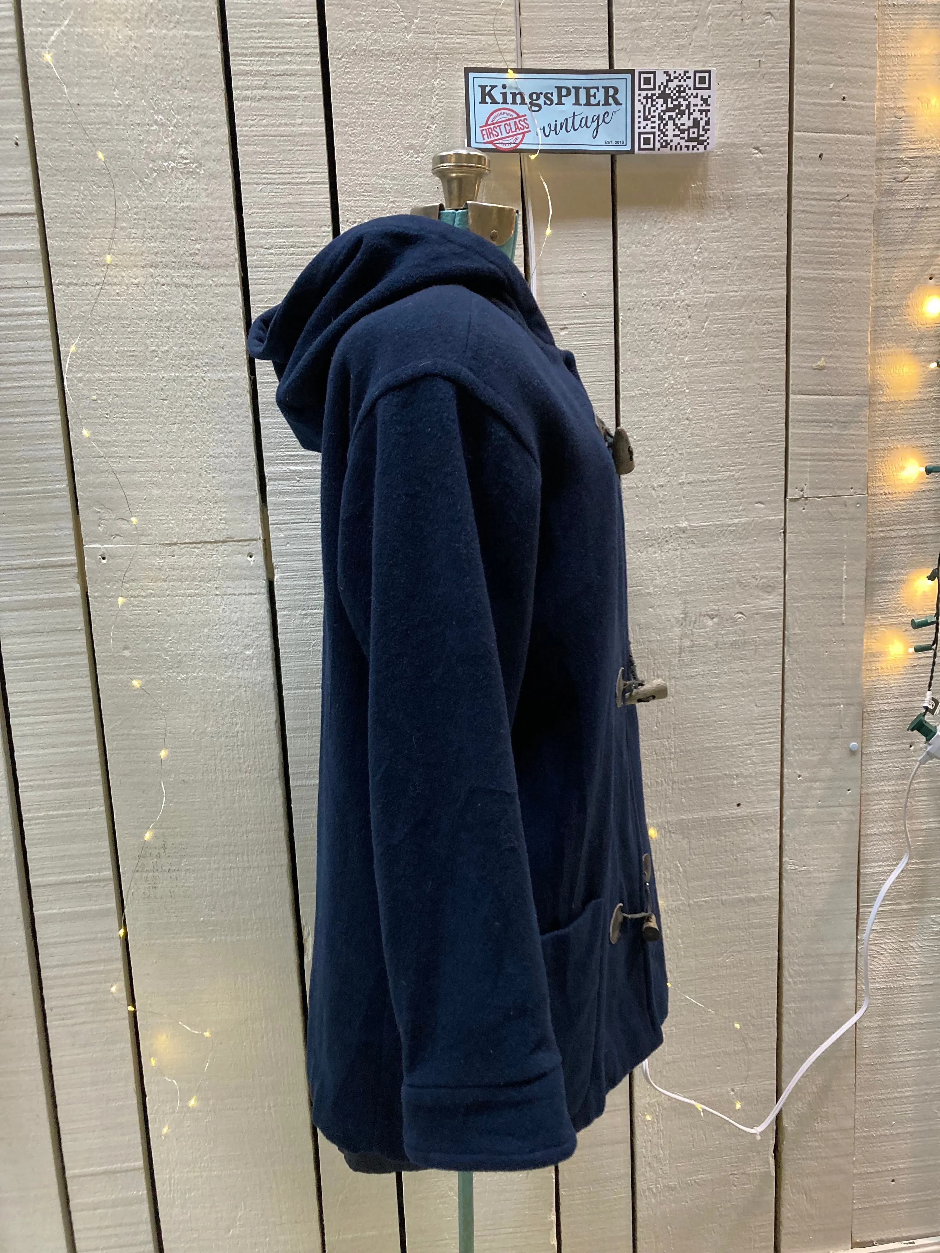 Vintage Eddie Bauer Blue Duffle Coat, Size Small
