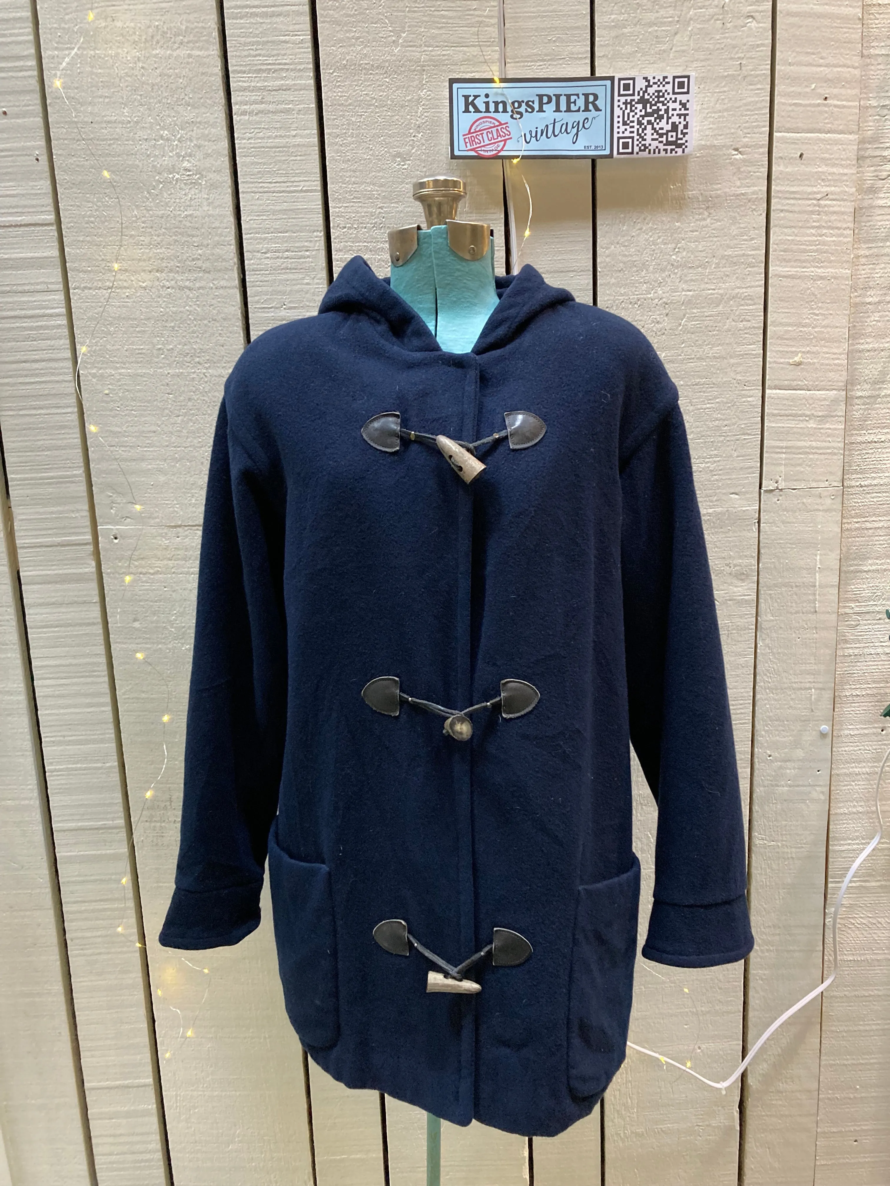 Vintage Eddie Bauer Blue Duffle Coat, Size Small