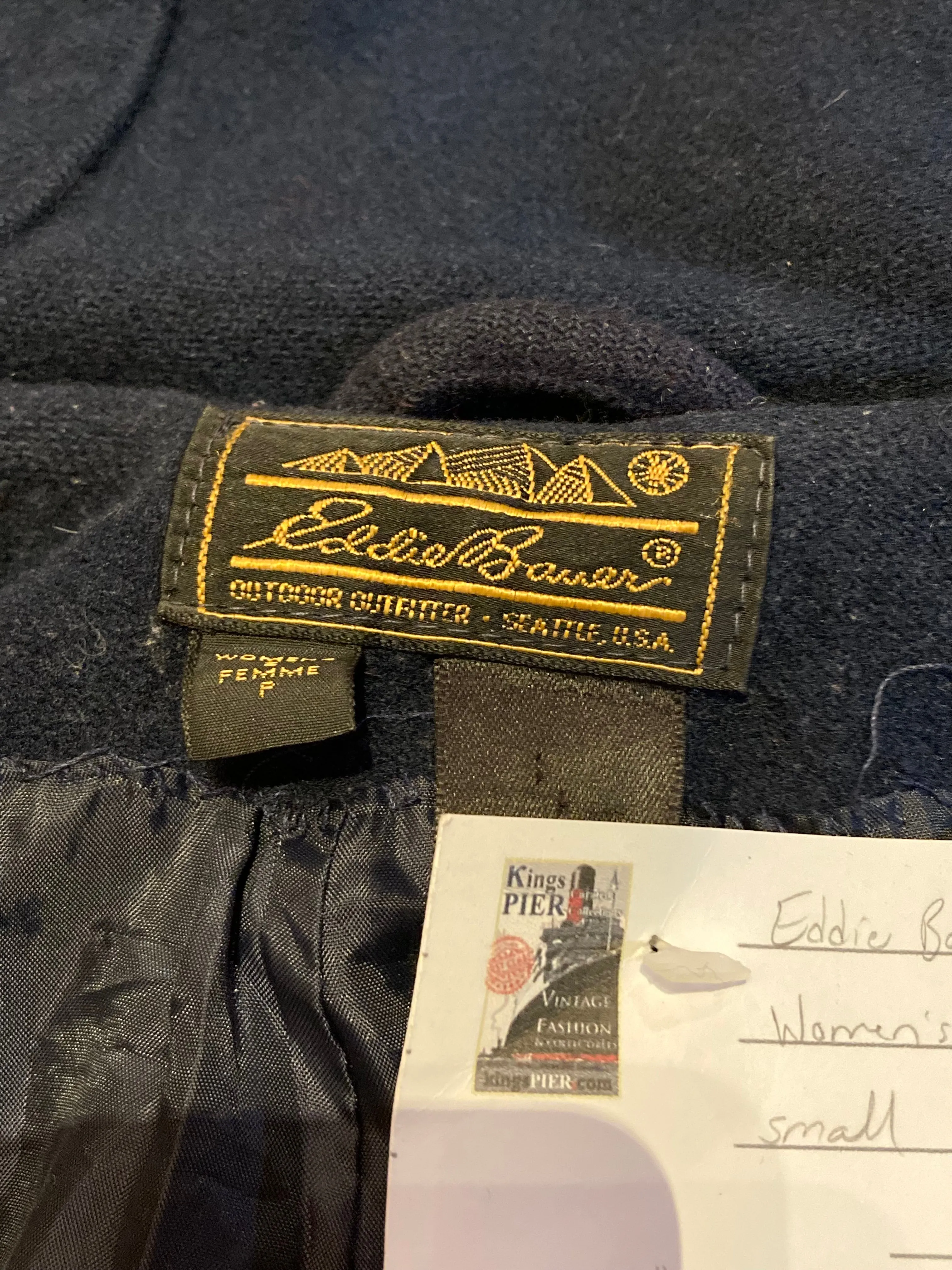 Vintage Eddie Bauer Blue Duffle Coat, Size Small