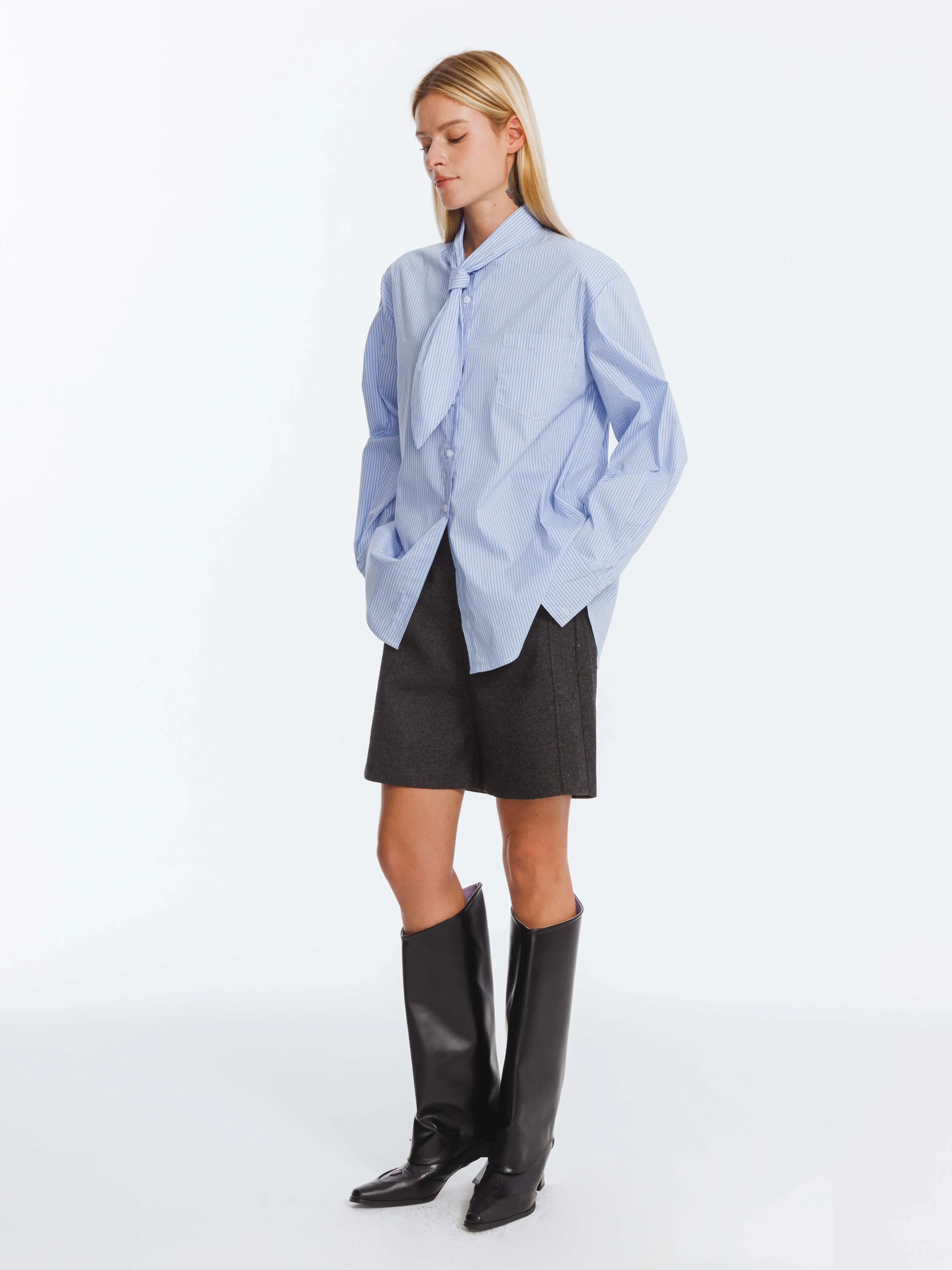 Vintage Tie Loose Striped Shirt